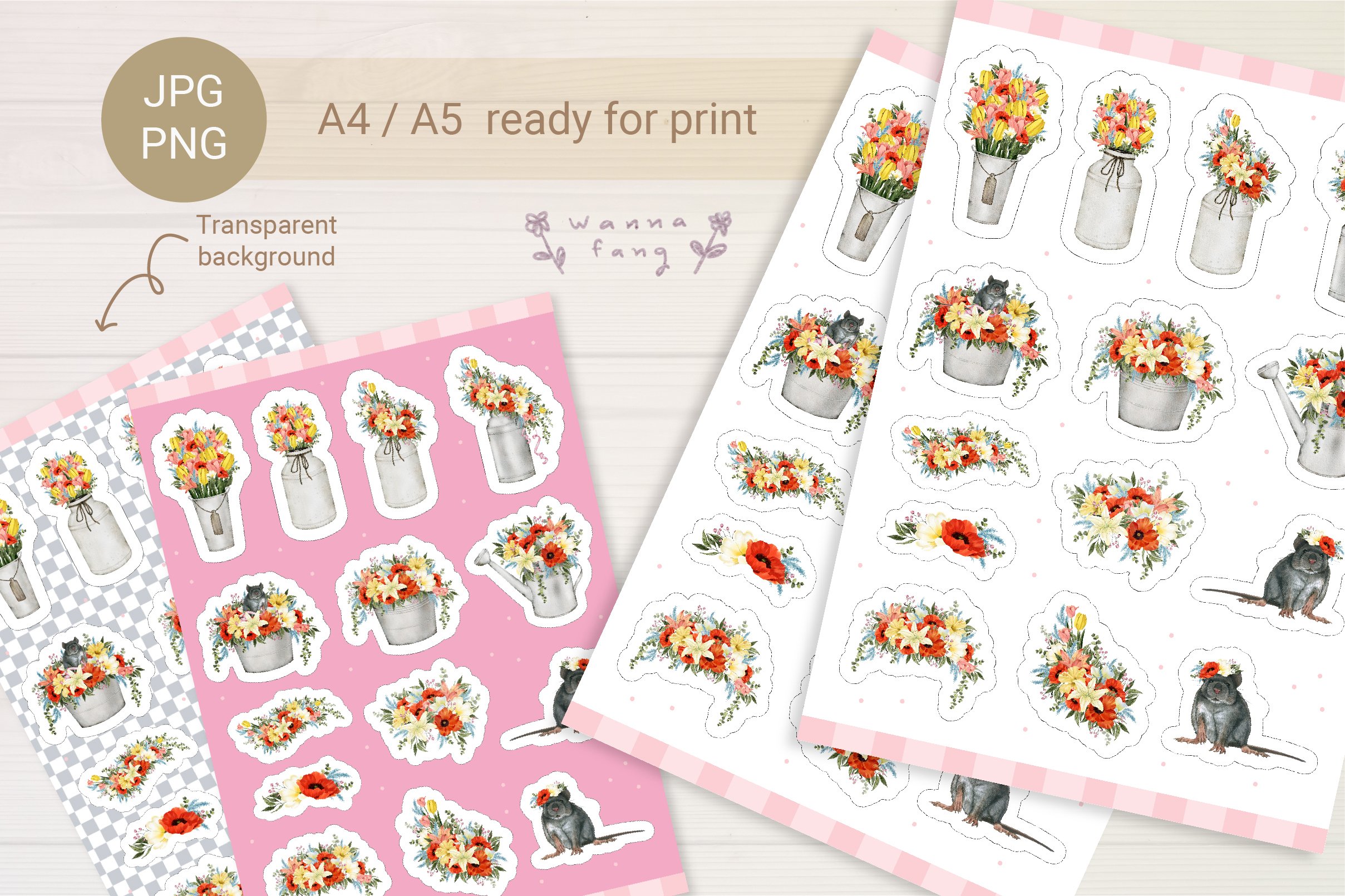 Spring Flower Pot Sticker Pack Printable 3