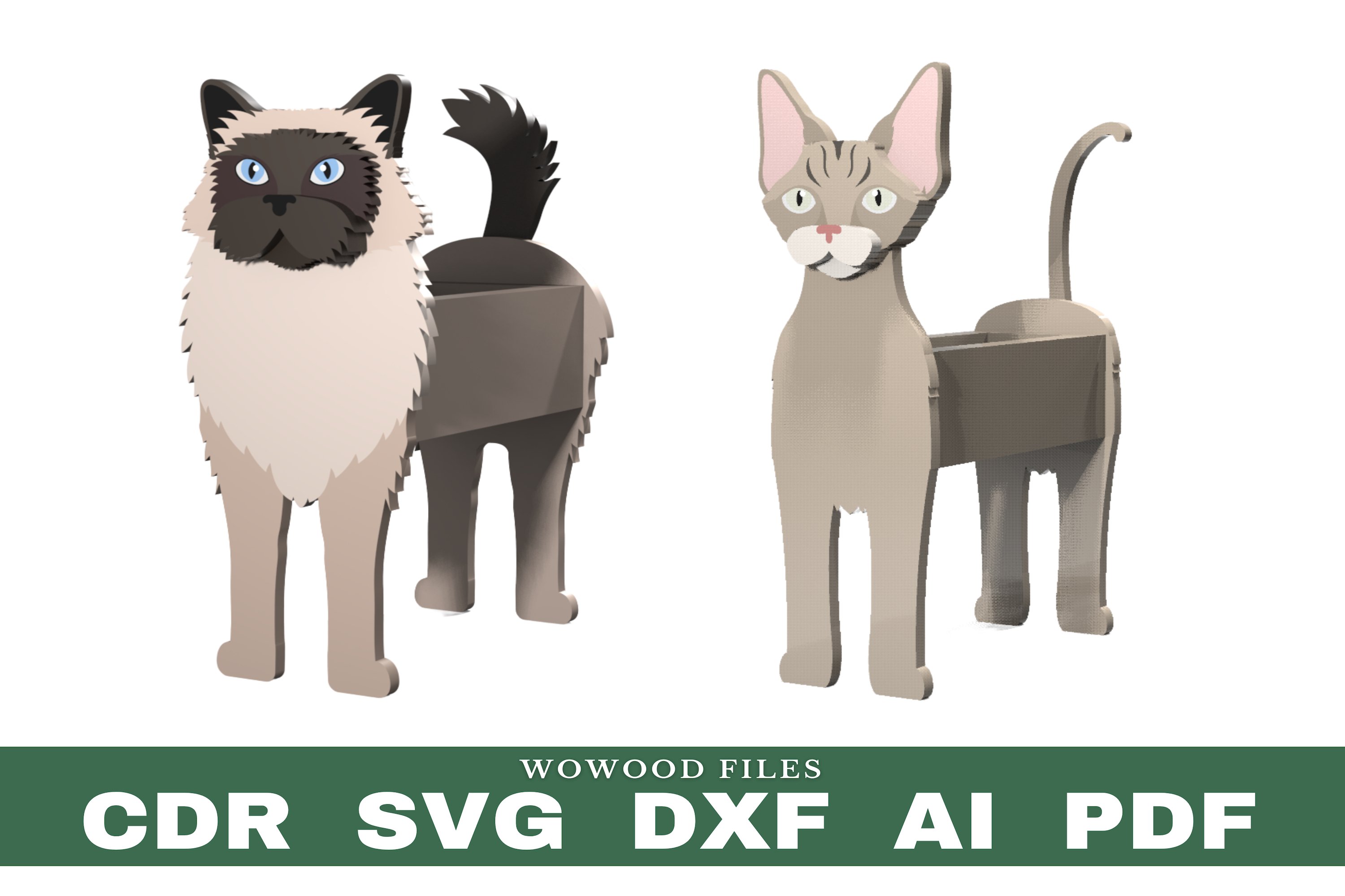 10 cats flower planter pattern, bundle cats wood pot garden 2