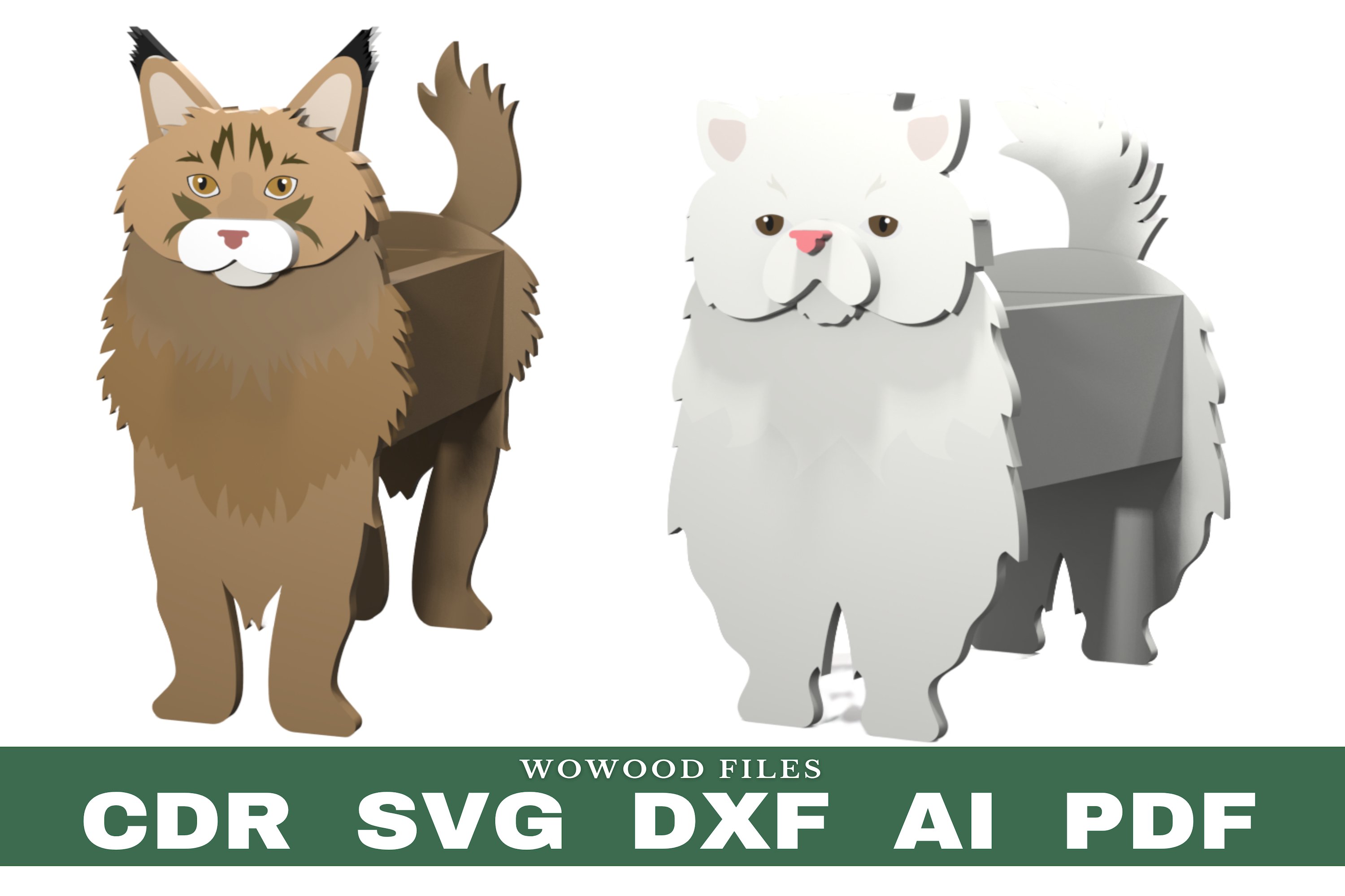 10 cats flower planter pattern, bundle cats wood pot garden 3