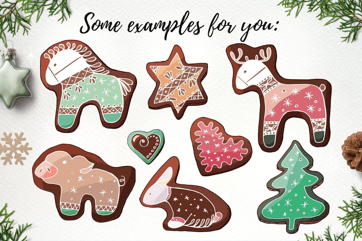Christmas ginger cookies. Animals, trees, stars, hearts SVG 3