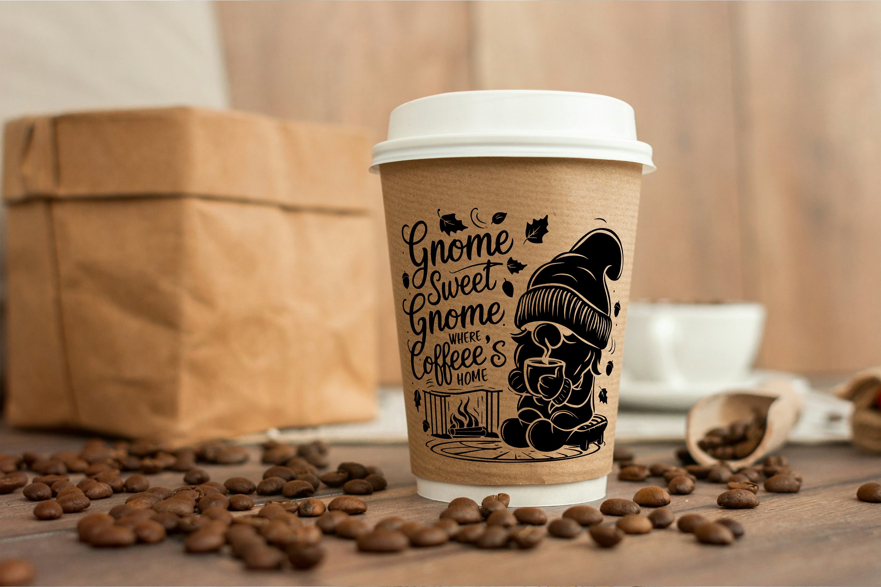 Whimsical Coffee Gnome Silhouette Illustration SVG Bundle 2