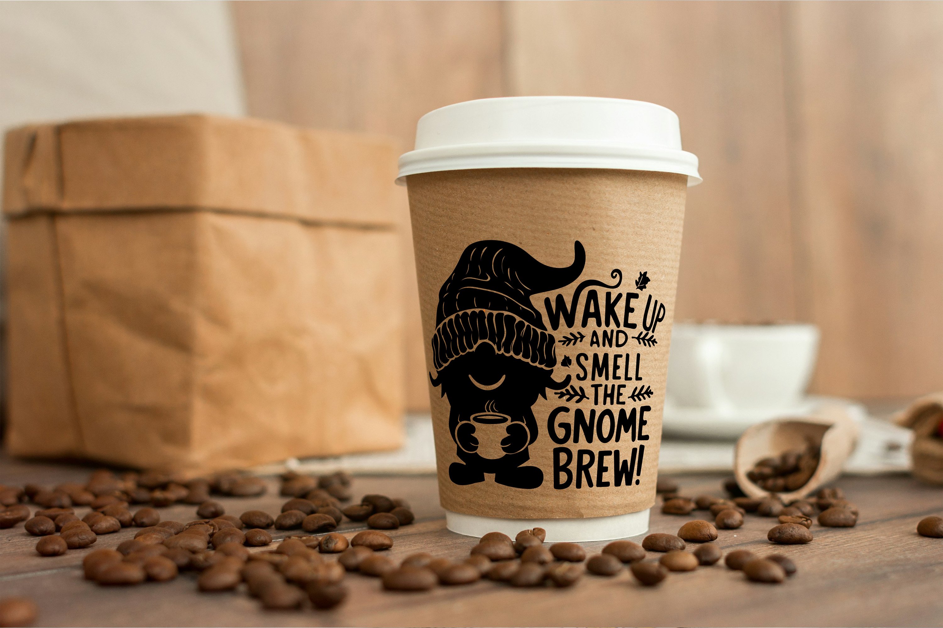 Whimsical Coffee Gnome Silhouette Illustration SVG Bundle 3