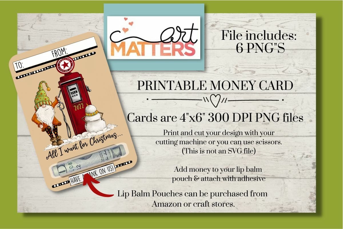Gas Printable Money Cards - 6 Pngs - 300 DPI 2