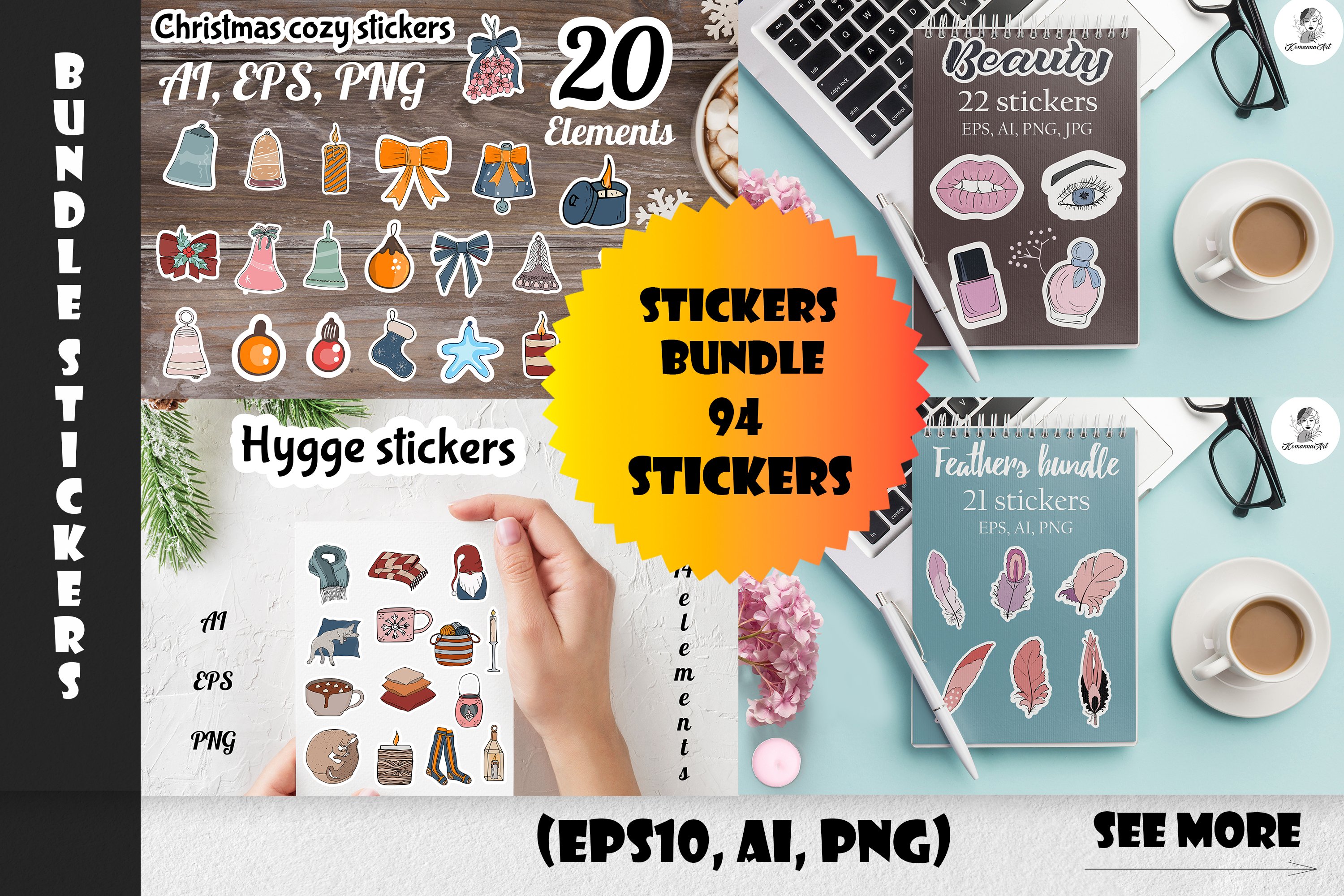 Vector BIG Bundle Stickers, Digital clipart!