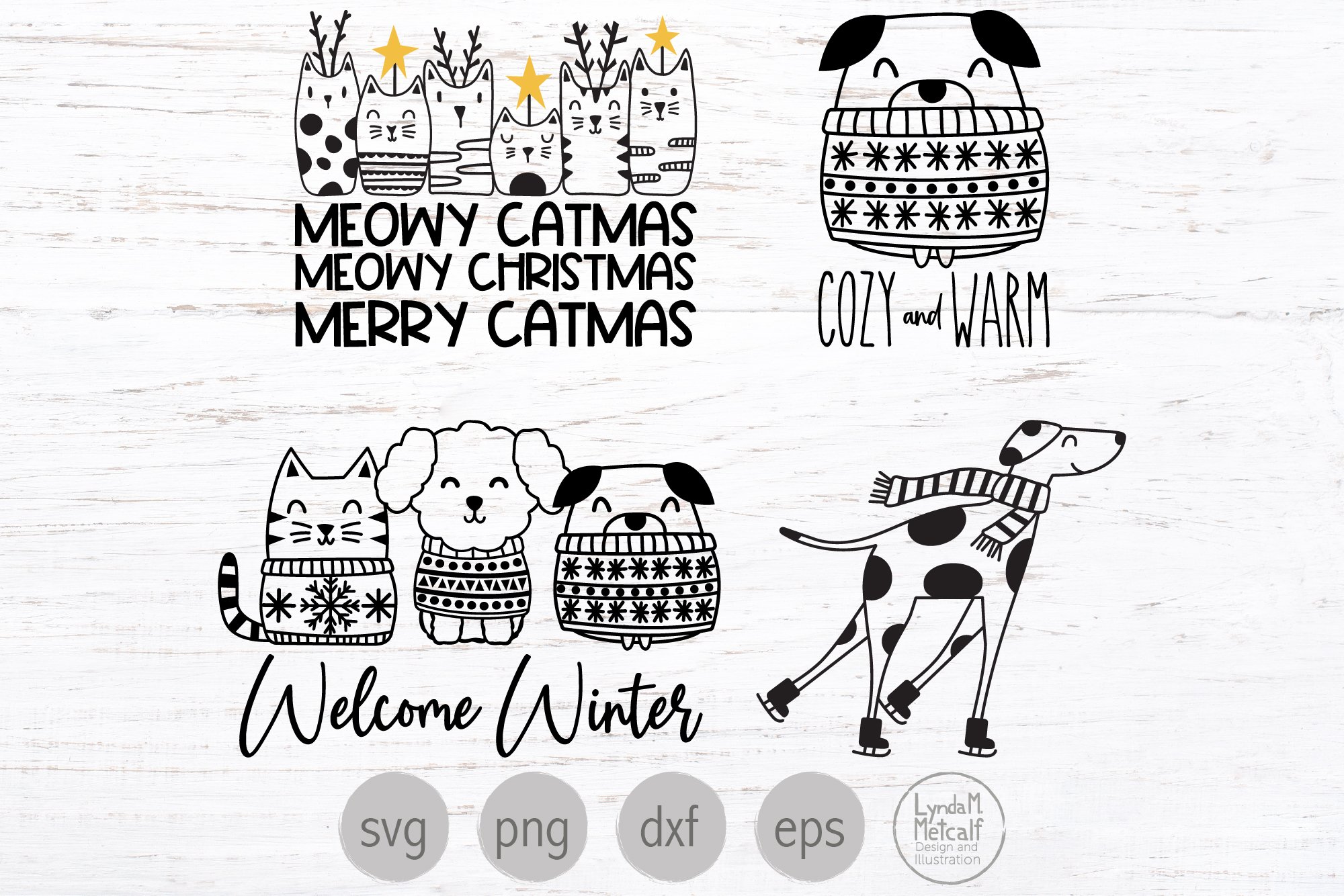 Christmas Pets Svg Bundle, Holiday Dogs and Cats Svg Bundle 3