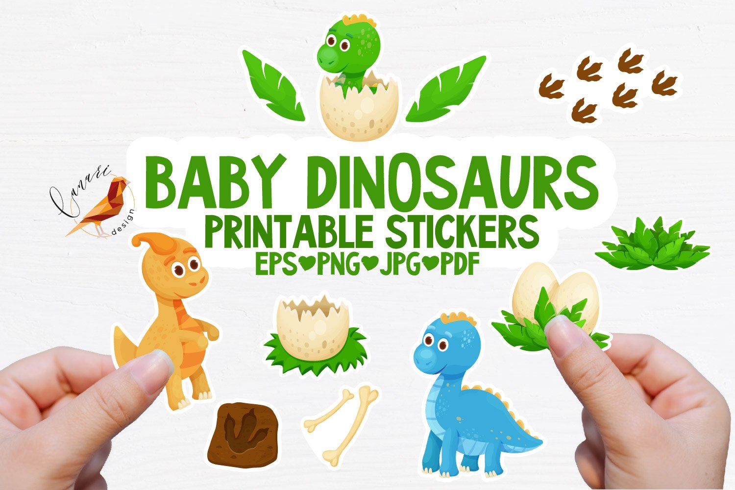 Dinosaur BABY Printable stickers PDF PNG