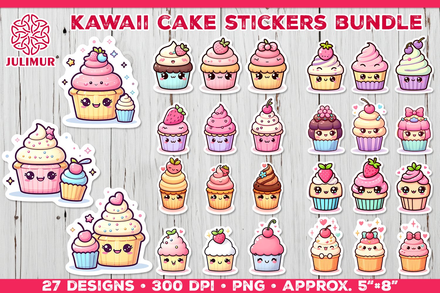 Kawaii Cake Sticker PNG. Cute Cake Stickers. Cake PNG
