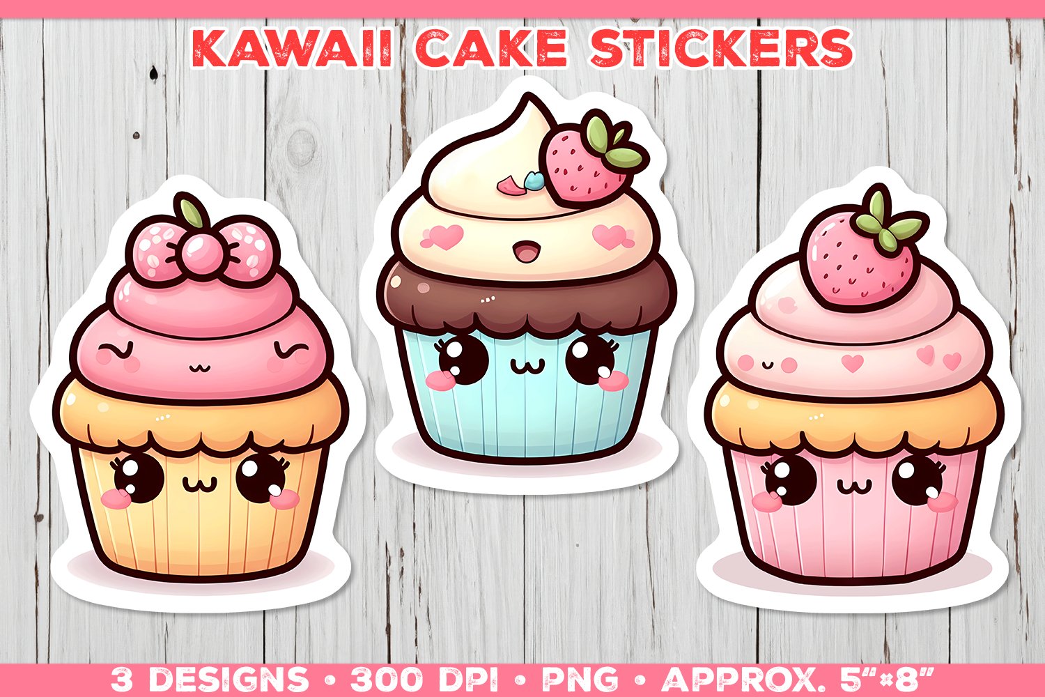 Kawaii Cake Sticker PNG. Cute Cake Stickers. Cake PNG 2