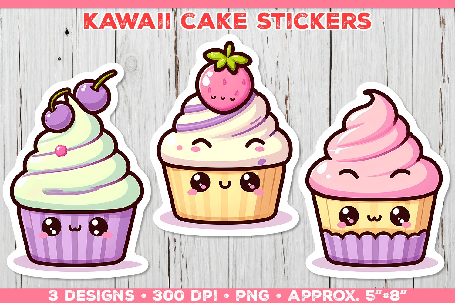 Kawaii Cake Sticker PNG. Cute Cake Stickers. Cake PNG 3