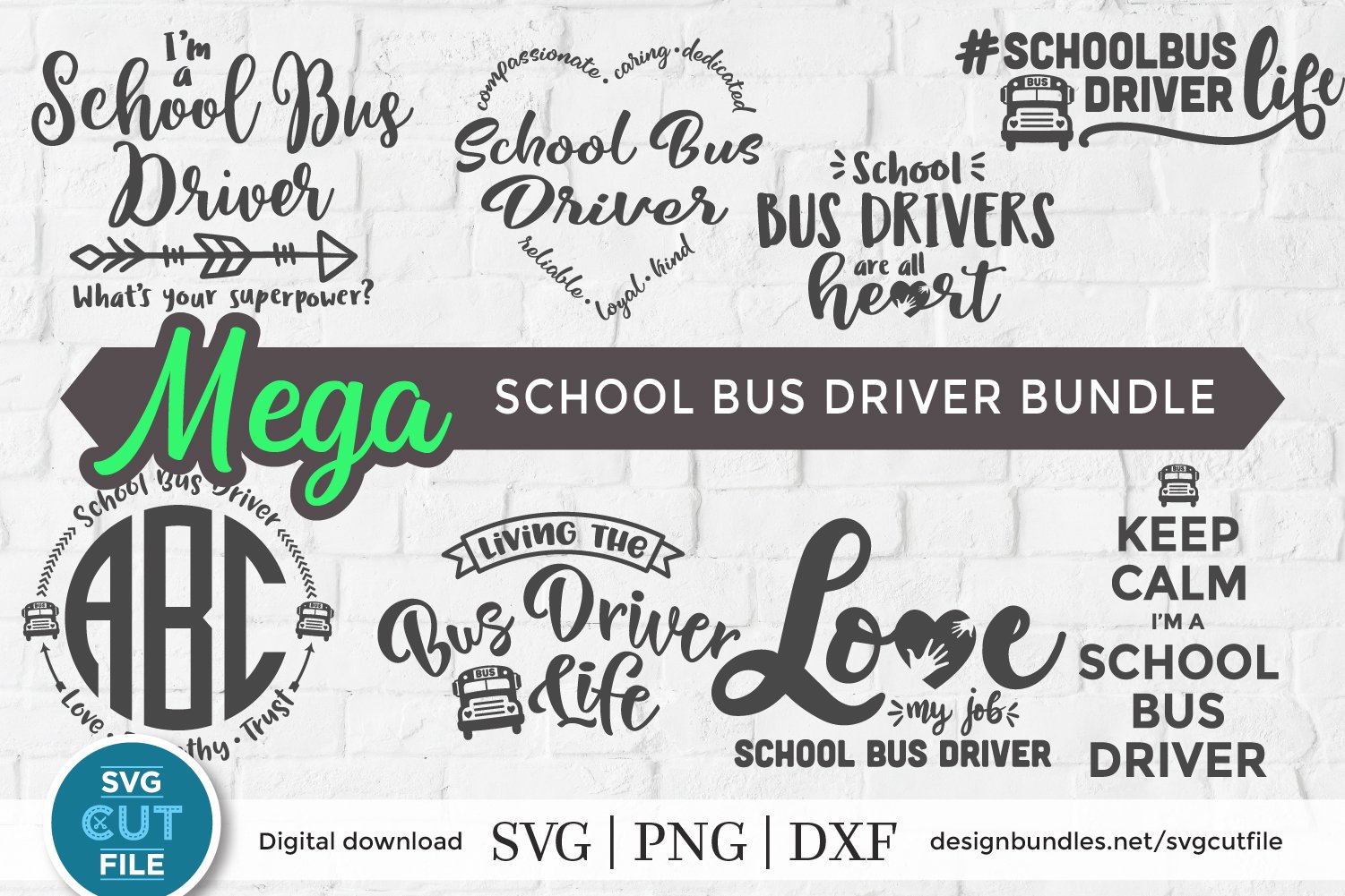 School Bus Driver SVG bundle -8 bus driver svgs for crafters
