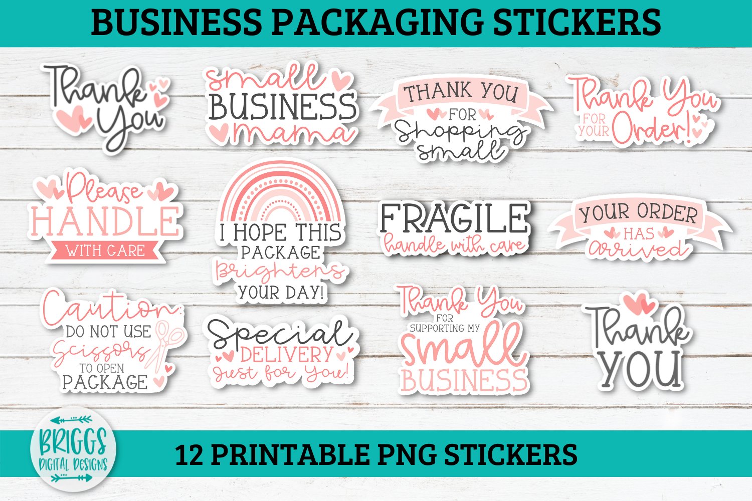 Small Business Packaging Sticker Bundle-12 PNG stickers