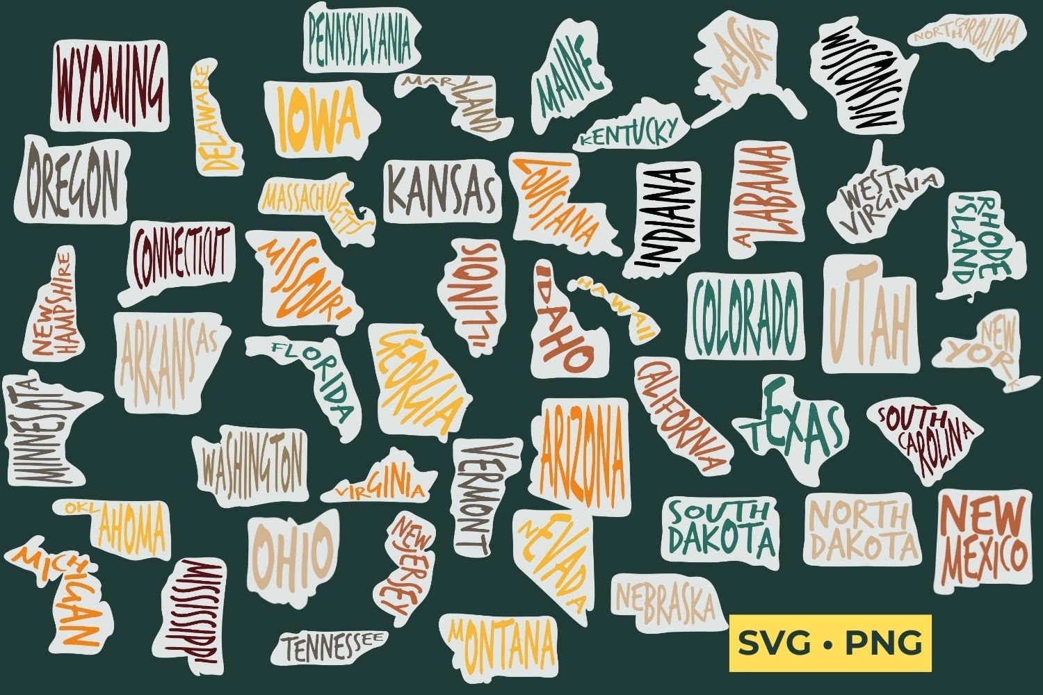 America States Sticker designs SVG Cut Files 2