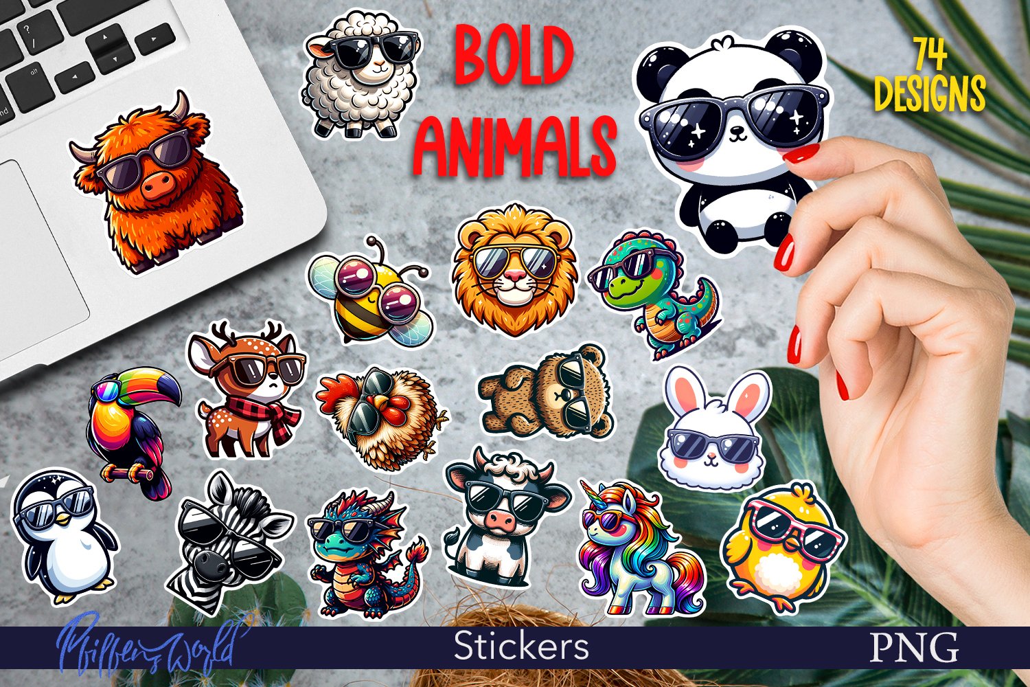 Cute Stickers Bundle | Bold Animals in Sunglasses