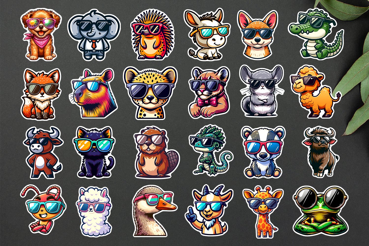 Cute Stickers Bundle | Bold Animals in Sunglasses 2