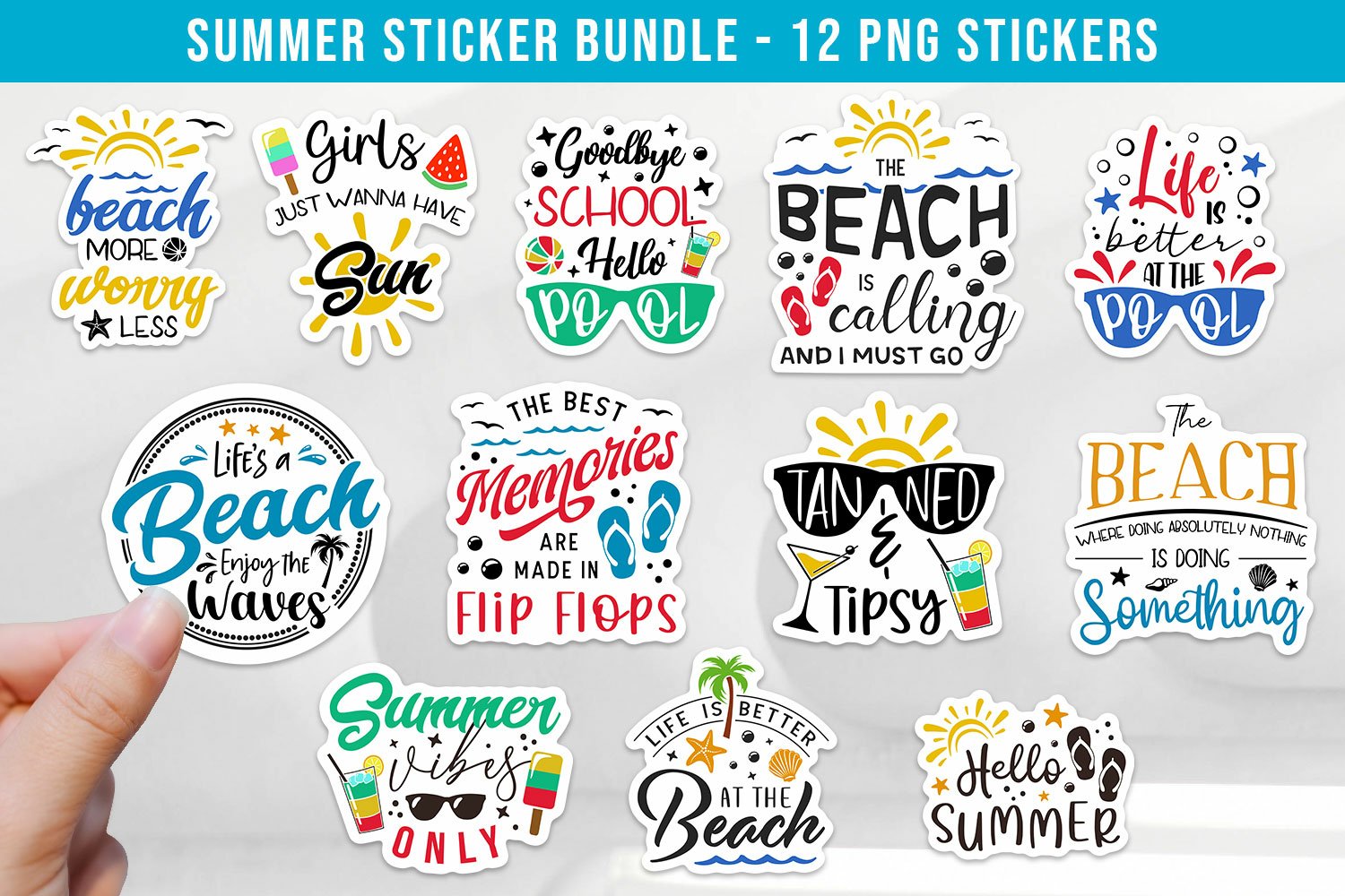Summer Sticker Bundle - Beach Stickers for Summer Planner