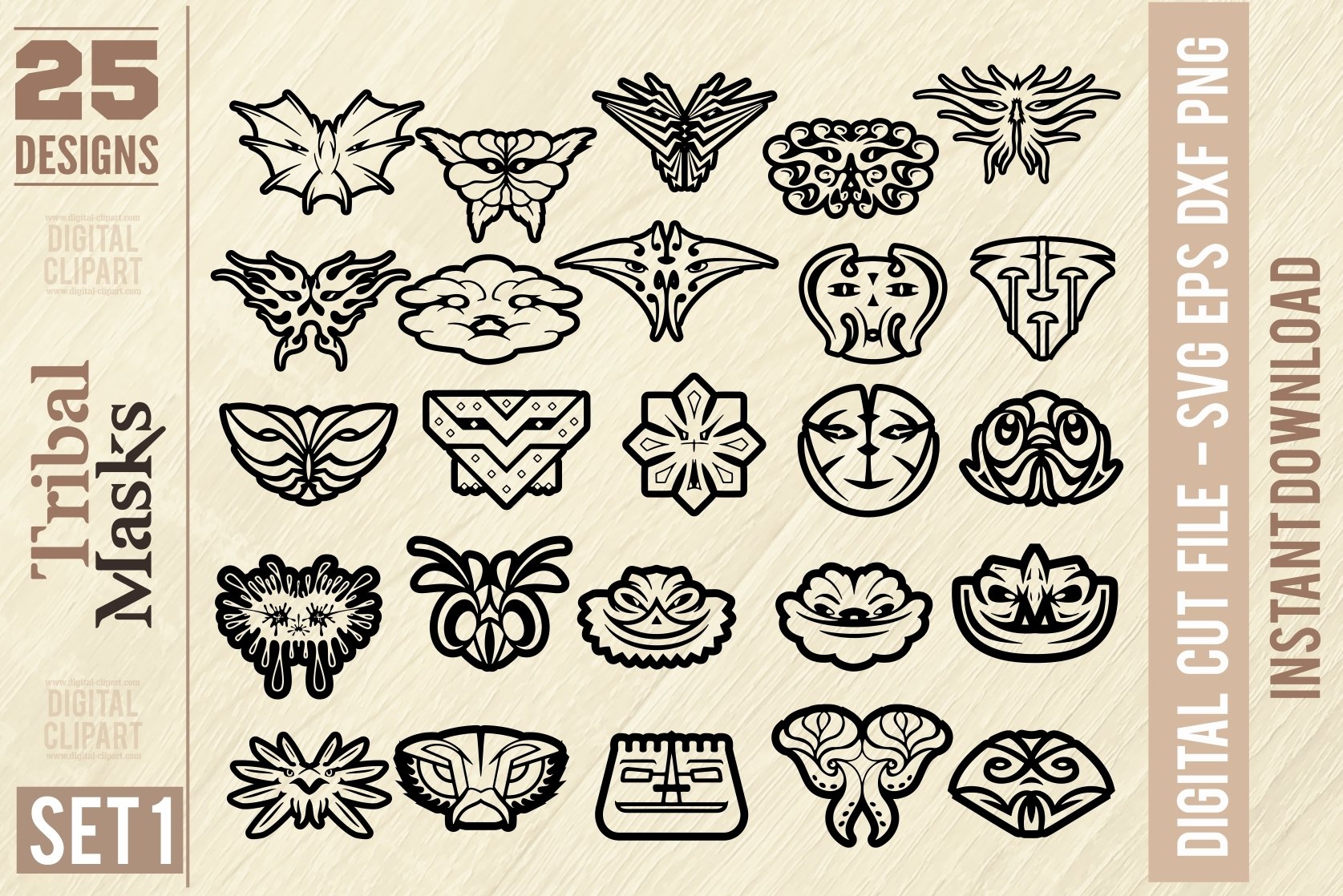 Tribal Mask - Mask Symbol Logo Svg, BUNDLE 50 shapes 2
