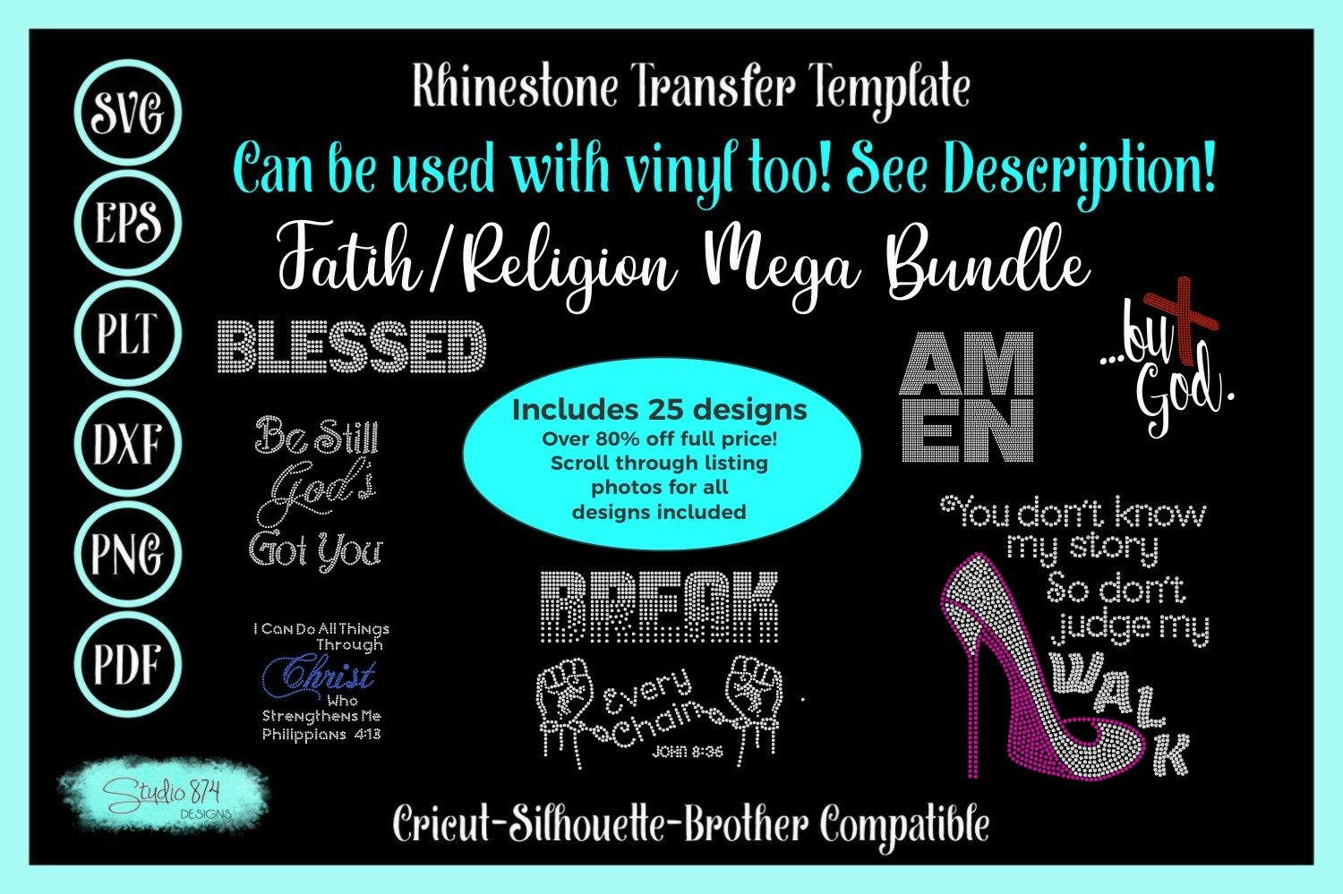 Faith Rhinestone SVG MEGA Bundle and Faux Rhinestone Design
