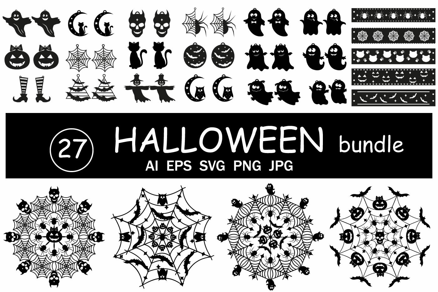 Festive bundle Halloween svg, stickers, clipart, papercut 3