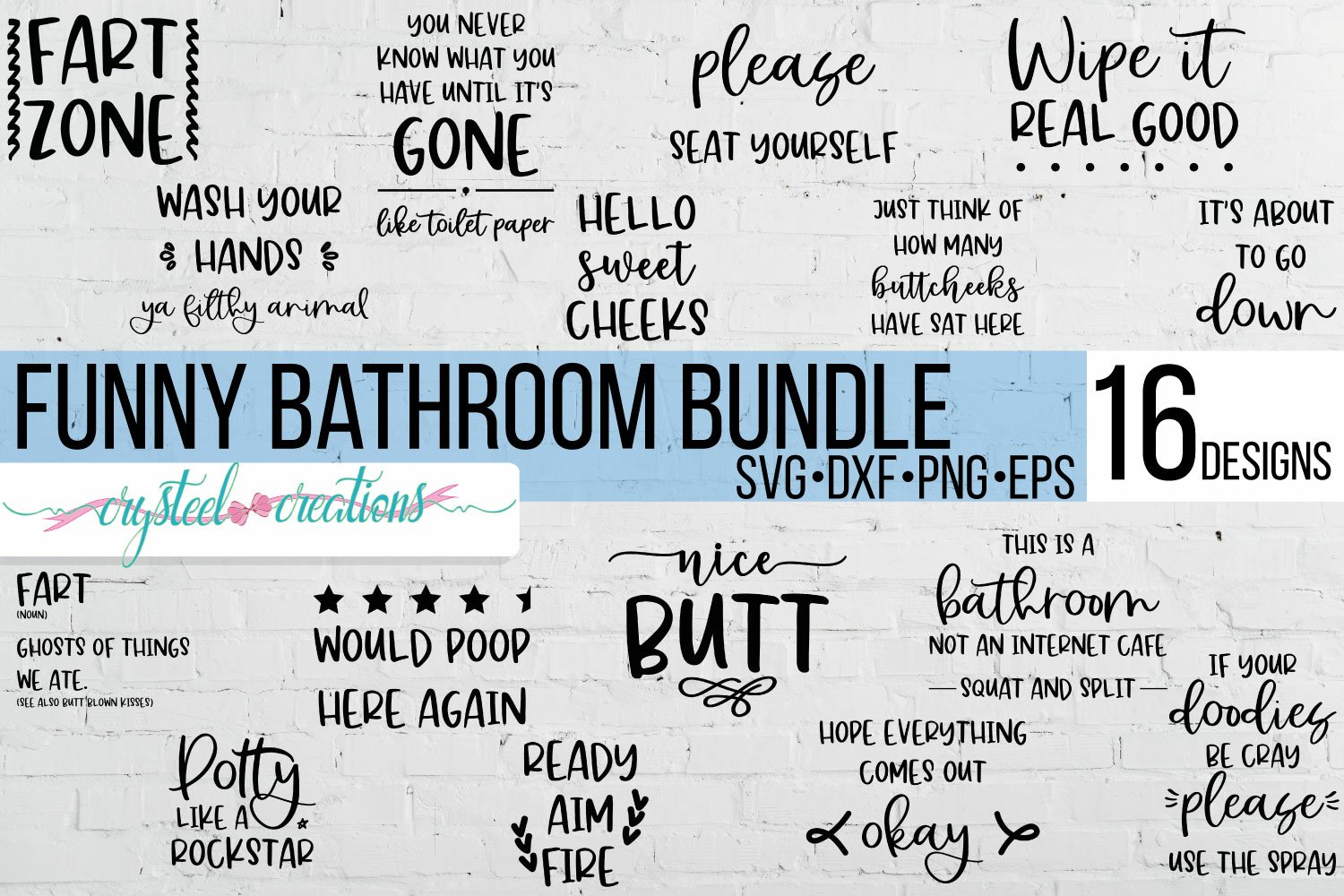 Funny Bathroom Bundle SVG, DXF, PNG, EPS