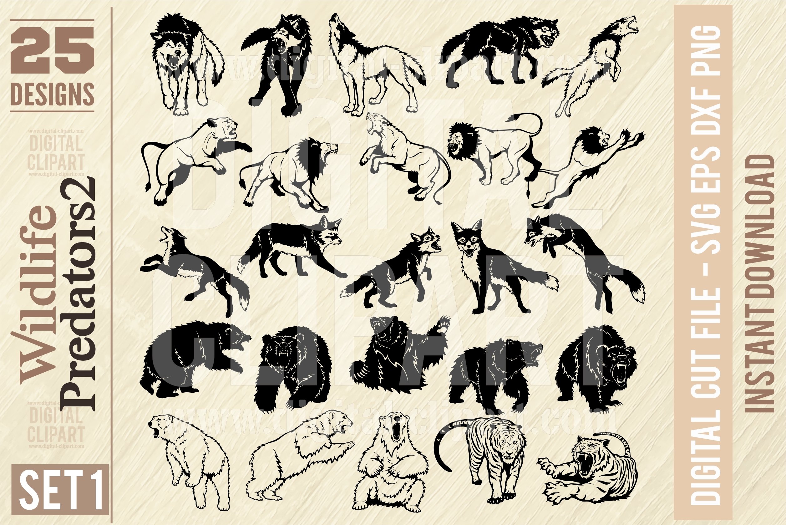 Wildlife Predators SVG - BUNDLE 25 Designs Set 1 2