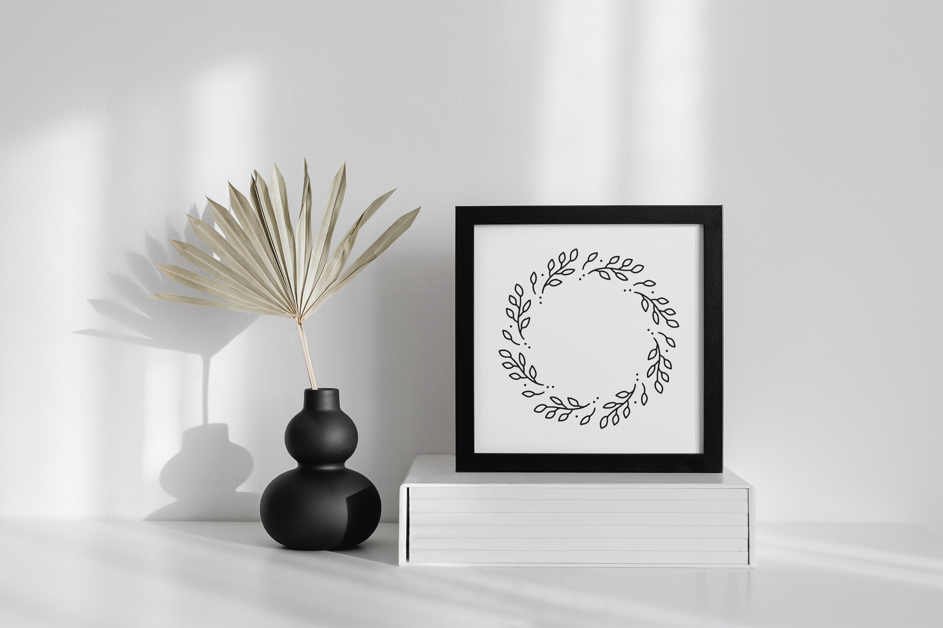 Hand drawn floral wreaths. Monogram frame bundle 3