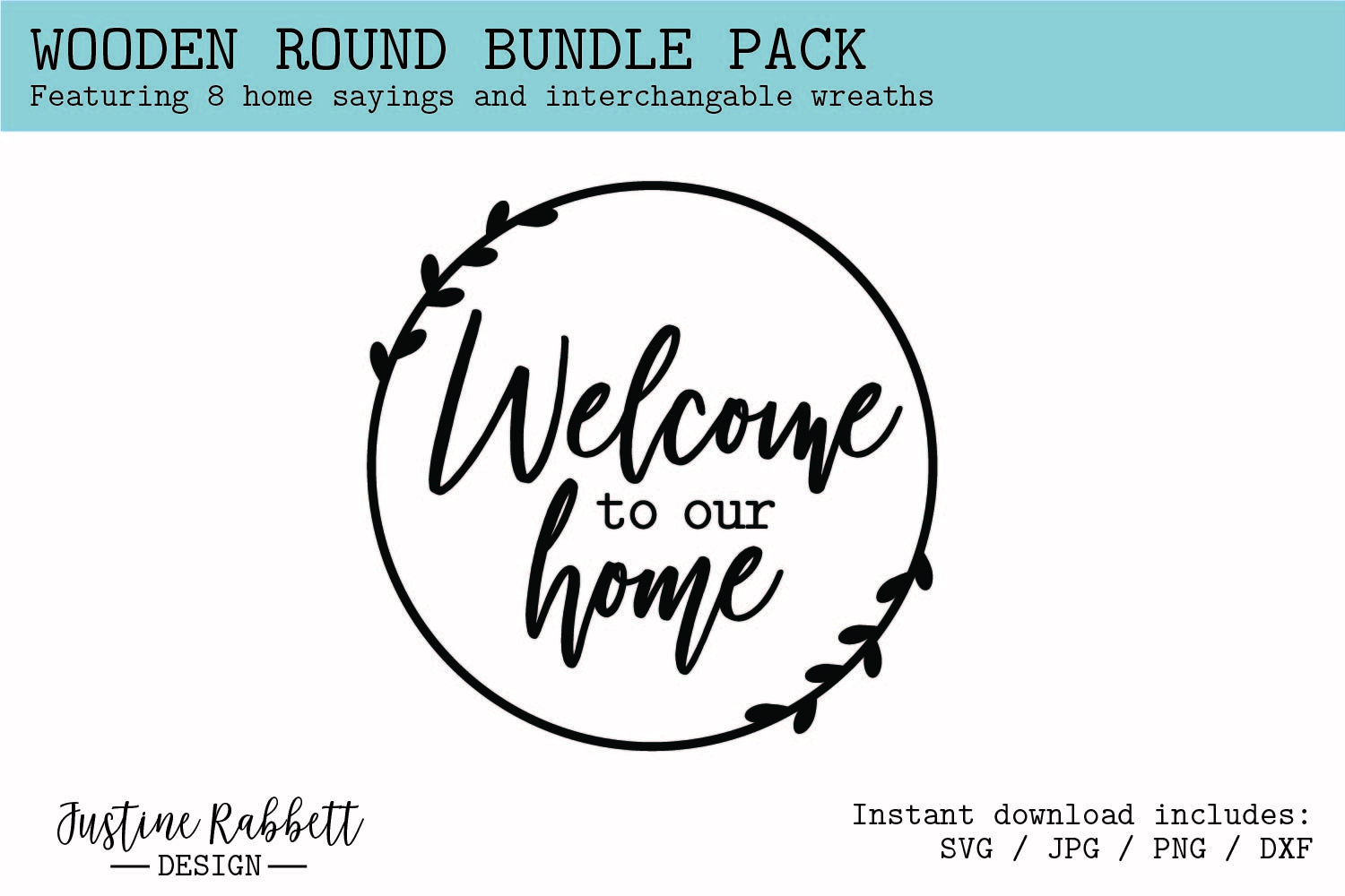 Wooden Round Bundle Pack - 8 Home Phrases and Laurel Wreaths 2