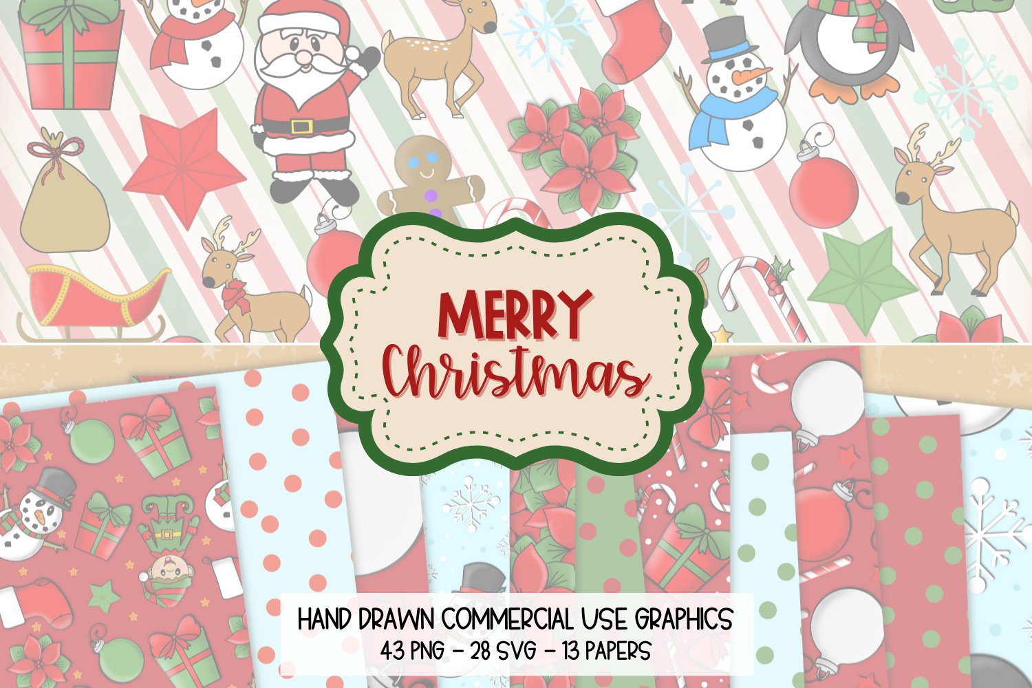 Christmas SVG Bundle, Christmas Clipart, Holiday PNG Bundle