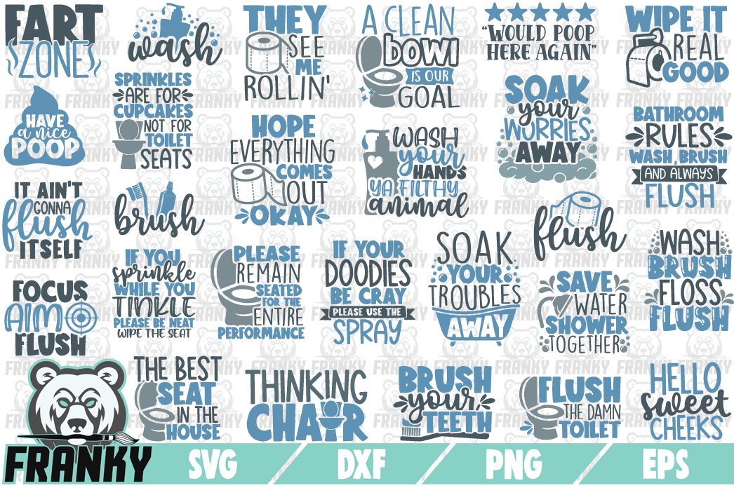 Bathroom SVG Bundle - 27 Designs - Cut files