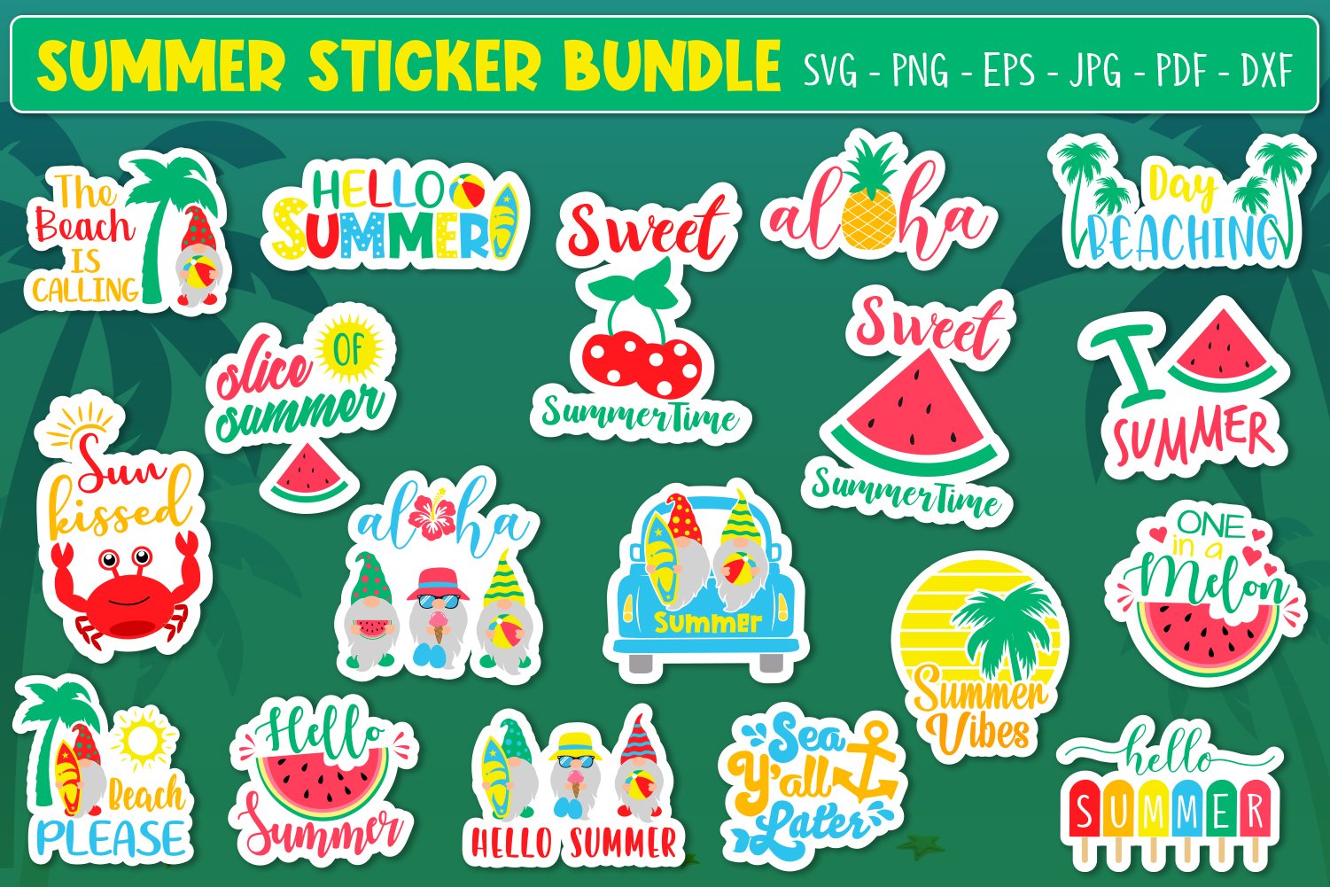 Summer Sticker Bundle Svg. Summer Svg, Summer Quotes Sticker