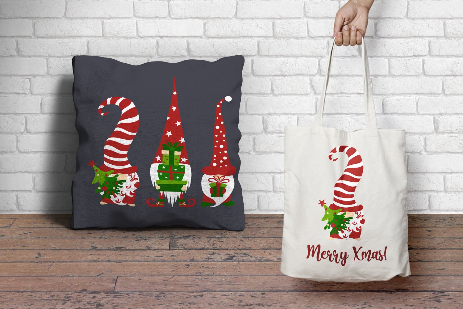 Cute Christmas bundle. SVG gnomes, elves, trees, rainbows. 3