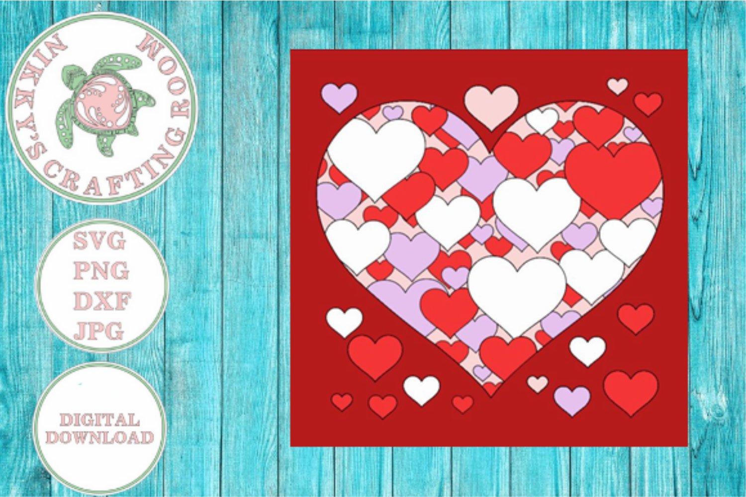 Love heart four design bundle 3d shadow box layered template 2