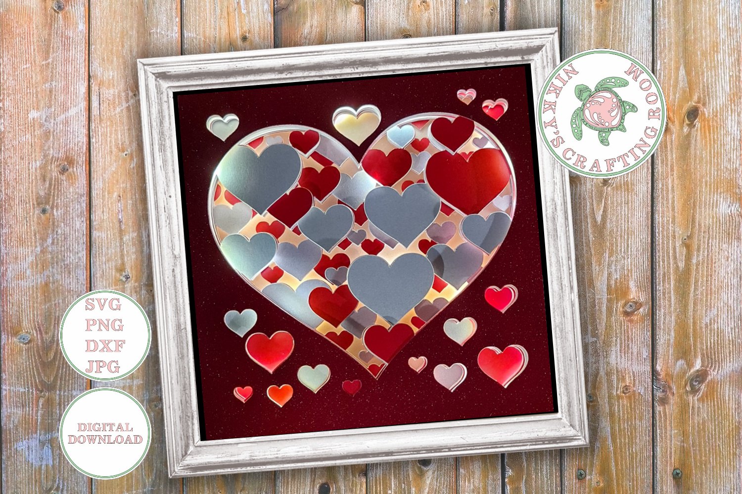 Love heart four design bundle 3d shadow box layered template 3