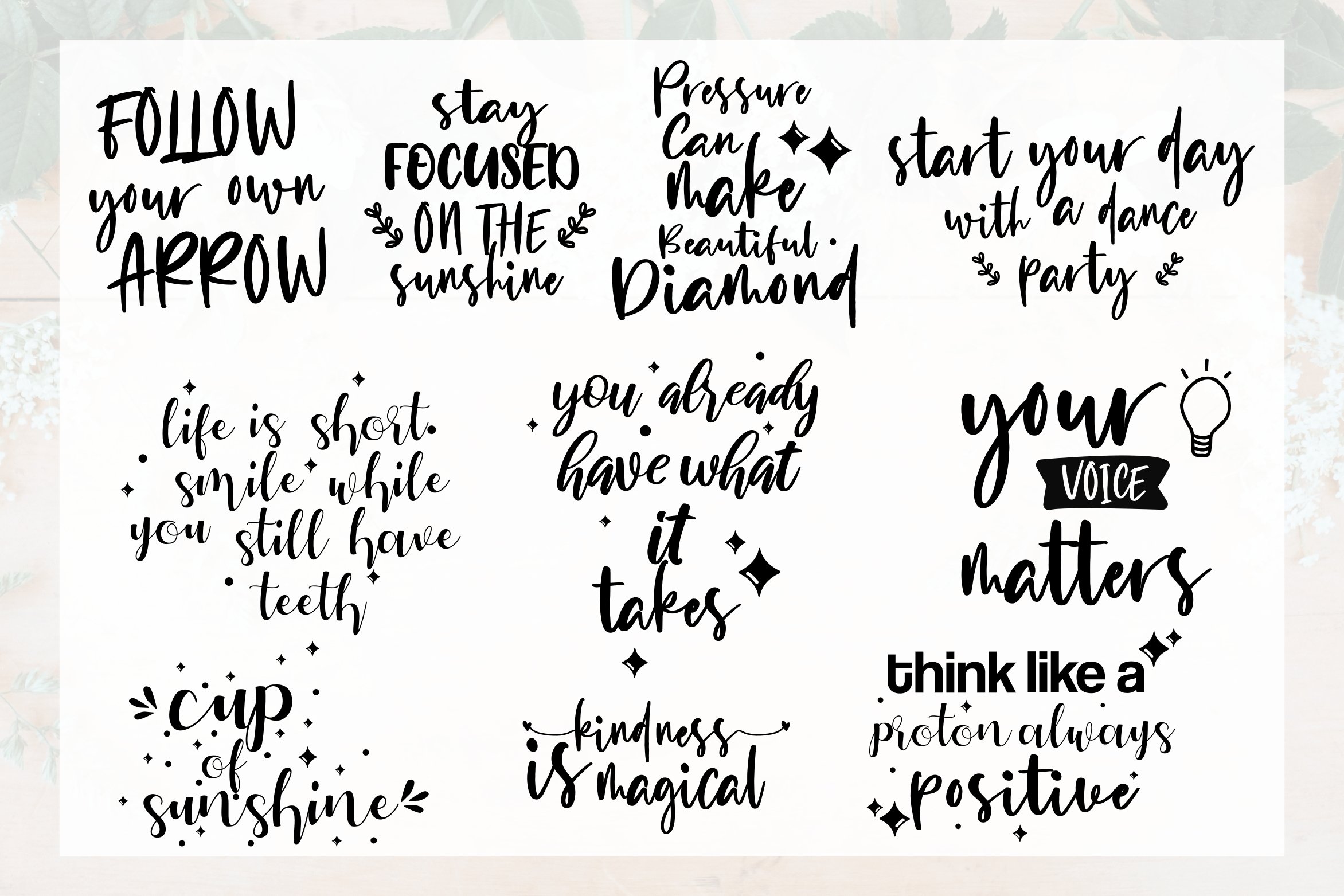 Positivity Bundle of 19 SVG DXF PNG EPS Cutting Files 2