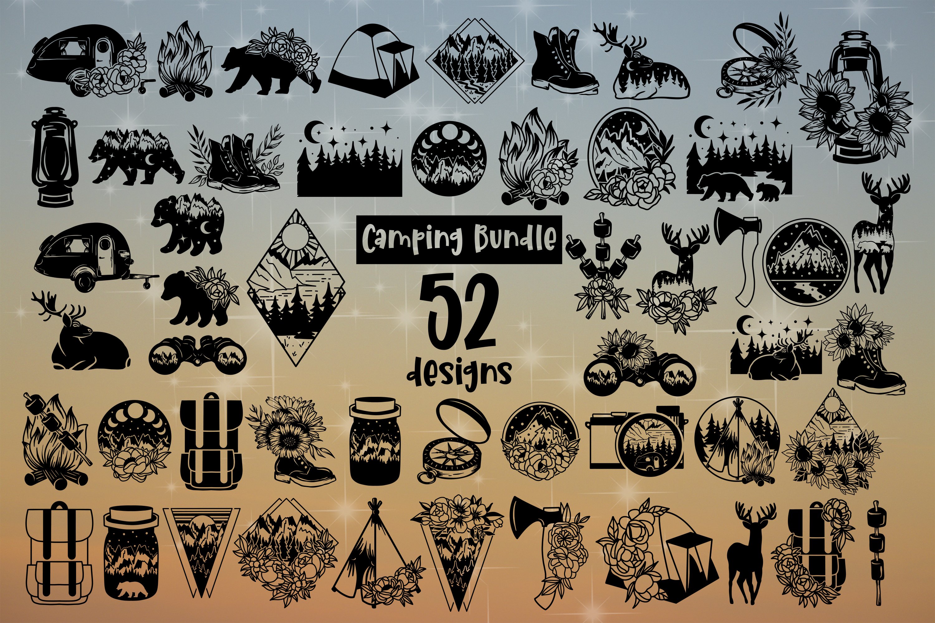 Camping Svg Bundle of 52 designs Camper CampLife