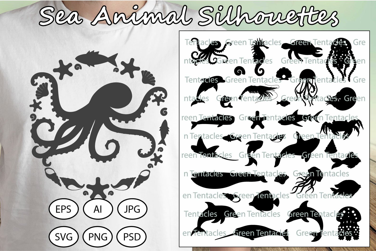 Sea Animal Silhouettes for Crafters and Designers