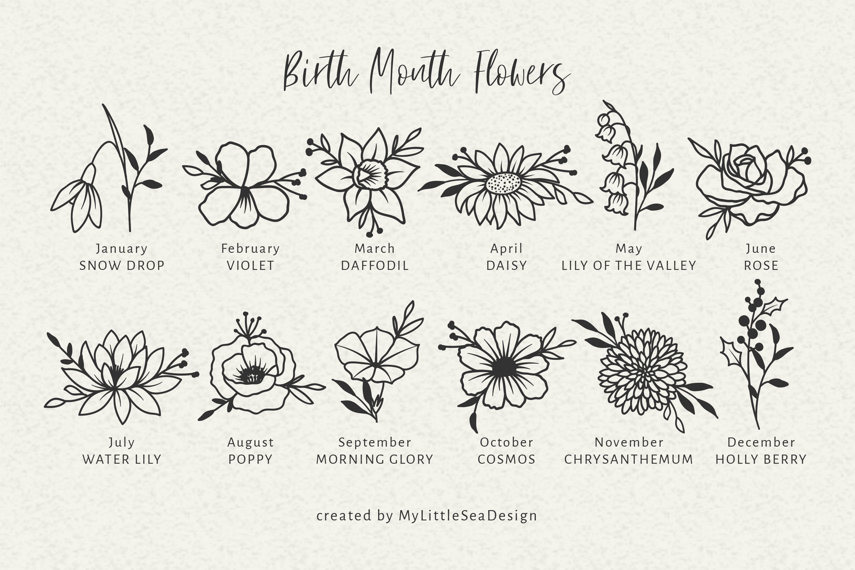 Birth Month Flowers SVG Bundle 3