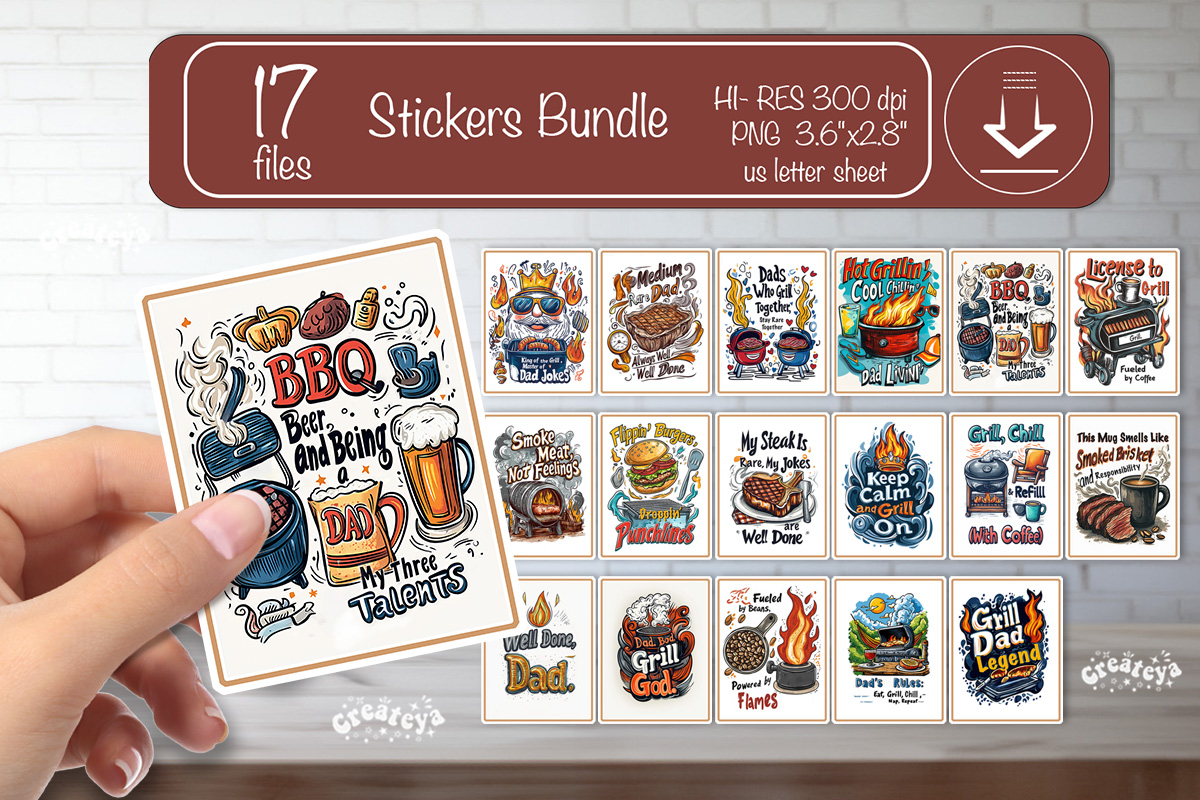 Funny Dad BBQ Sticker Bundle Grill Master Sarcastic Dad Joke