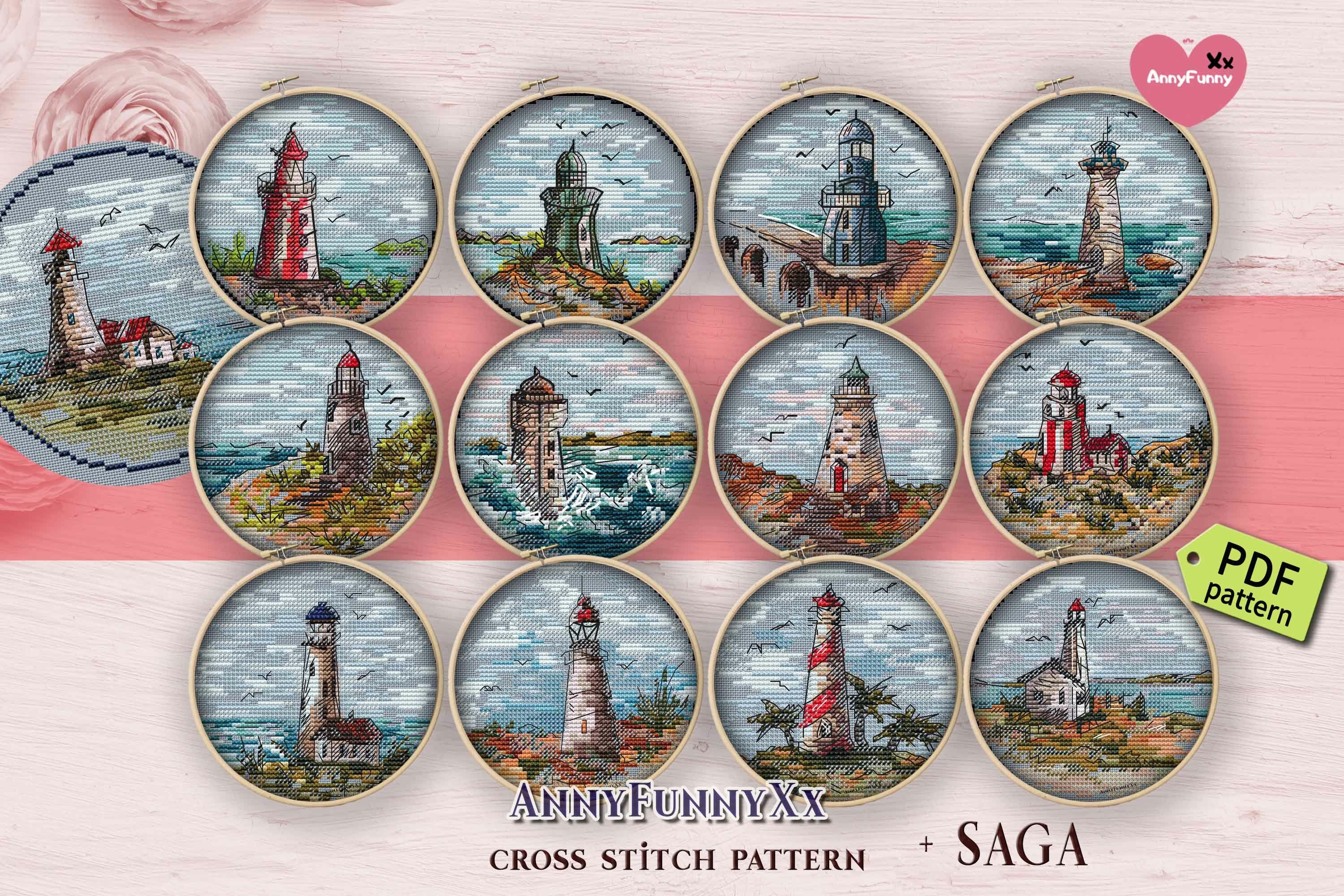 Big bundle Lighthouse cross stitch pattern PDF