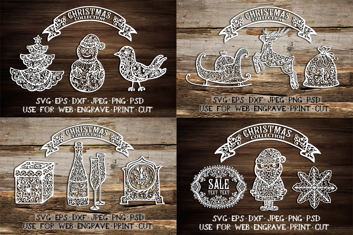 Set of Christmas templates | SVG DXF EPS PSD PNG JPEG