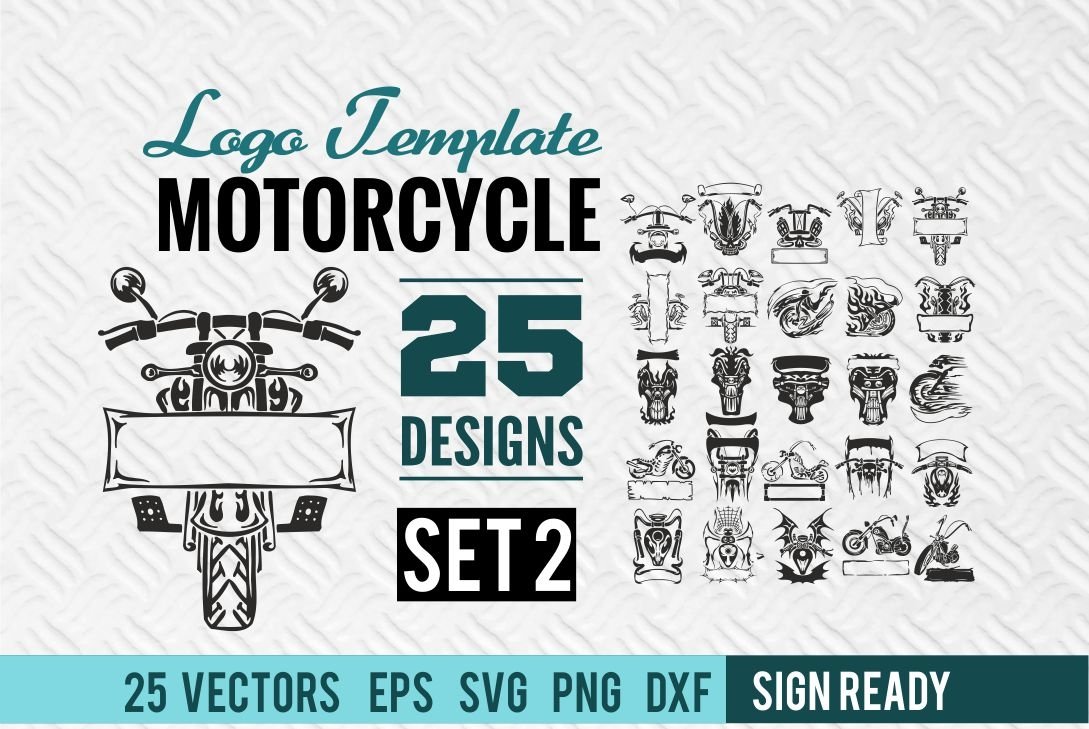 Bundle 2 Motorcycle Logo Template SVG Sign Bike Motor SVG