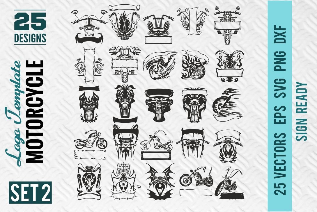 Bundle 2 Motorcycle Logo Template SVG Sign Bike Motor SVG 2