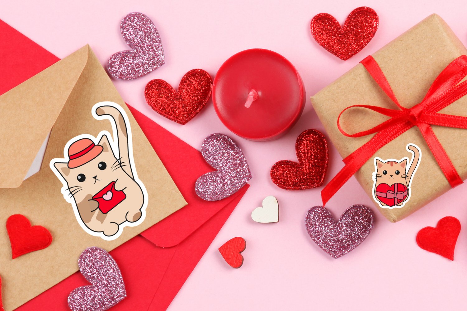 Valentine Cat Sticker Bundle , Cat Stickers , Valentines 3