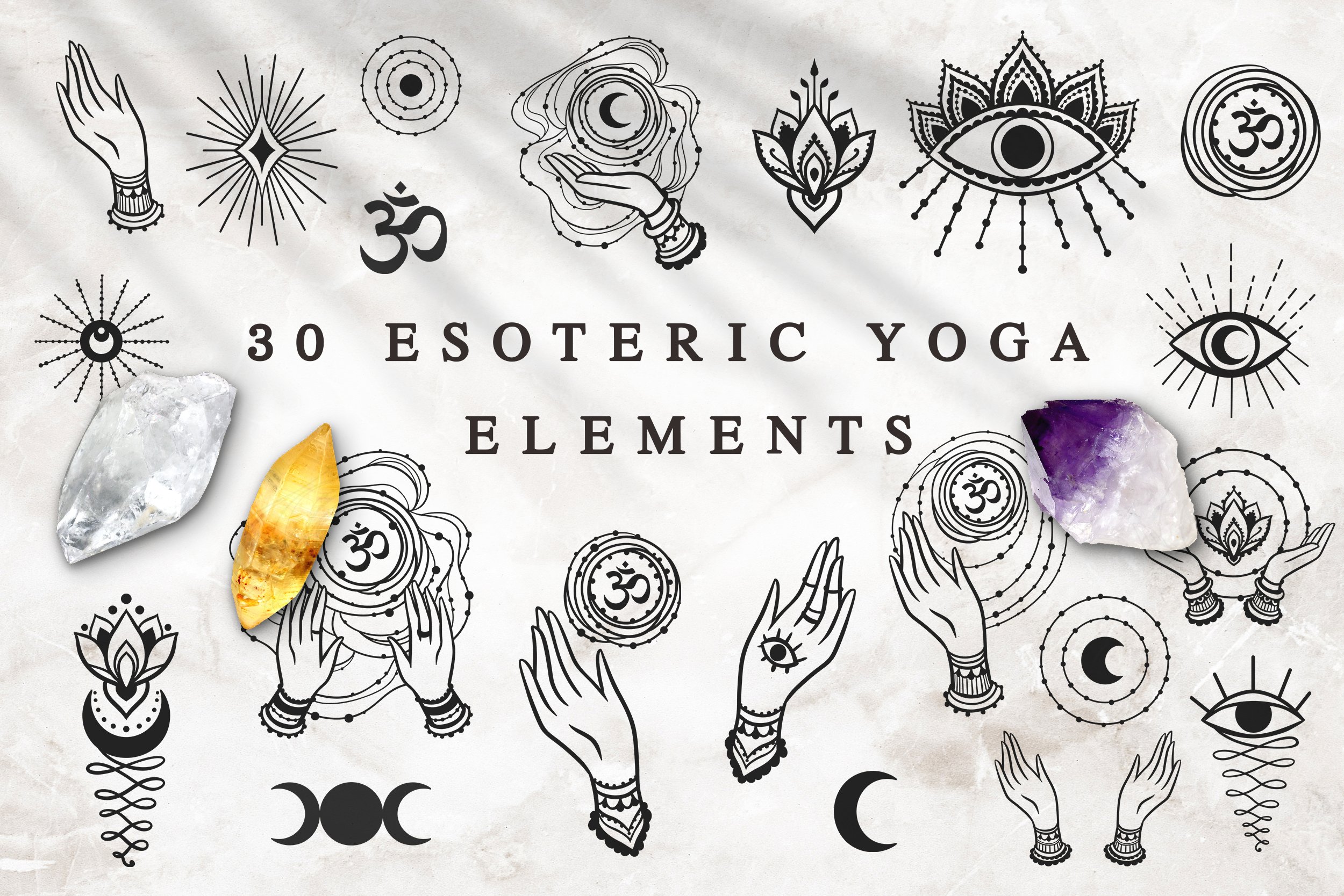 30 Esoteric Yoga elements SVG Vector PNG Zen Om Yoga