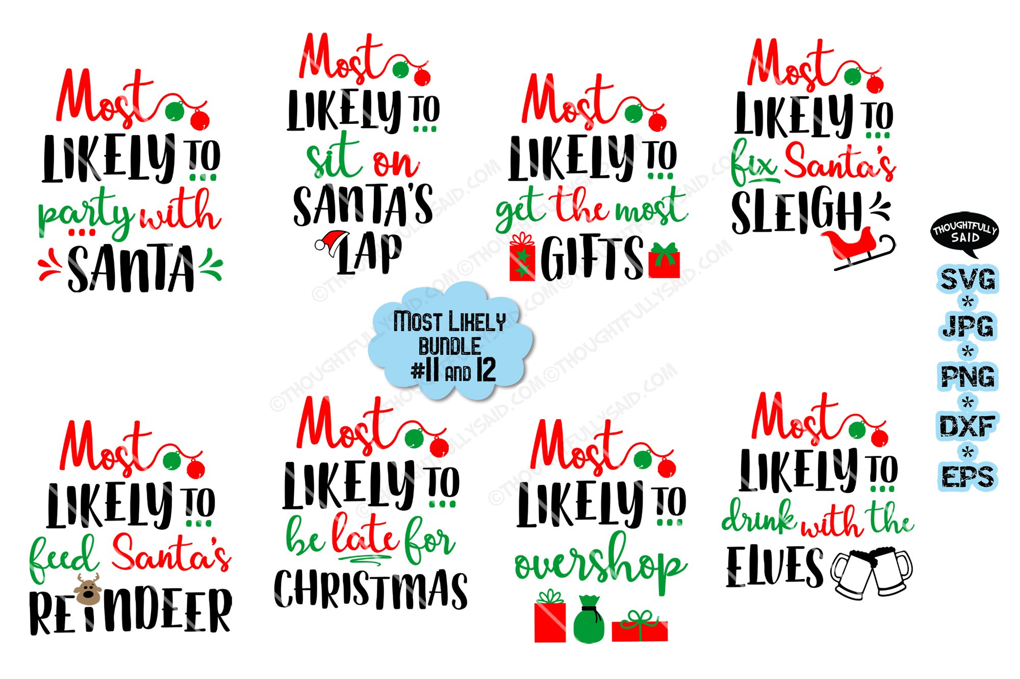 Funny Most Likely Christmas Bundle 11-12, SVG JPG PNG EPS