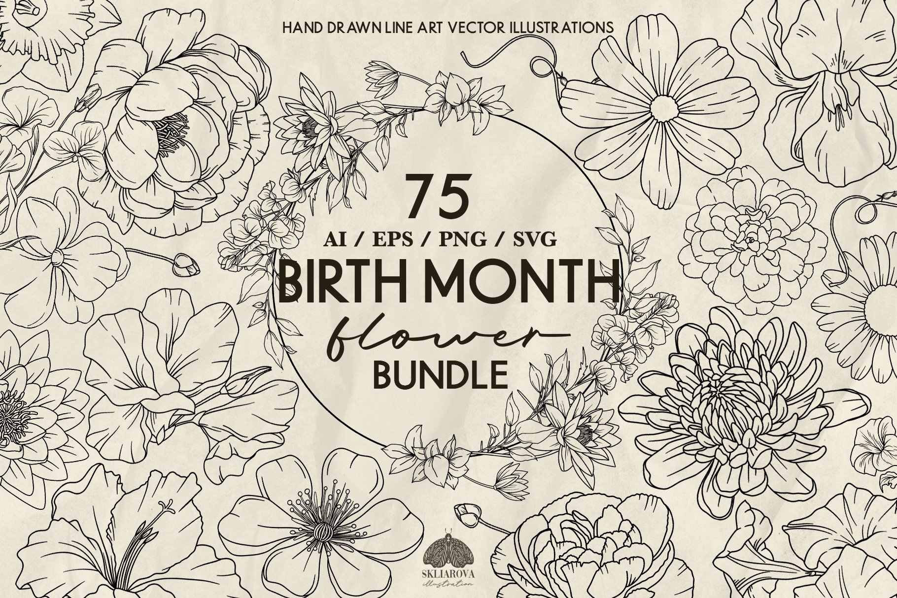 Birth Month Flower Bundle SVG PNG EPS