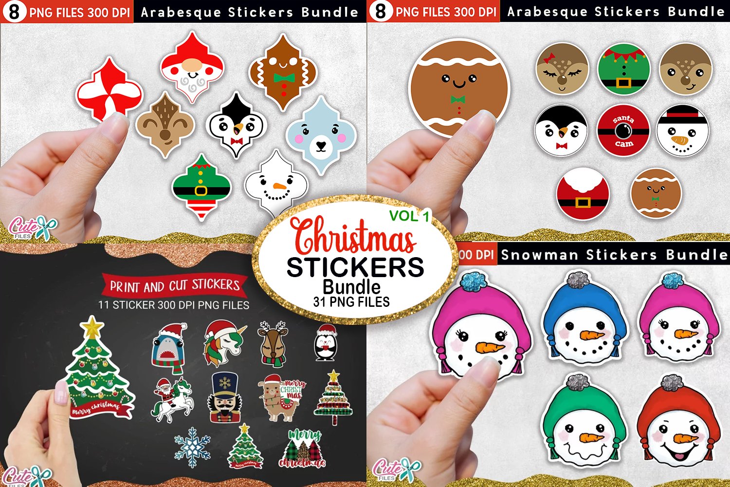 Huge Christmas Stickers bundle for print and cut stickers