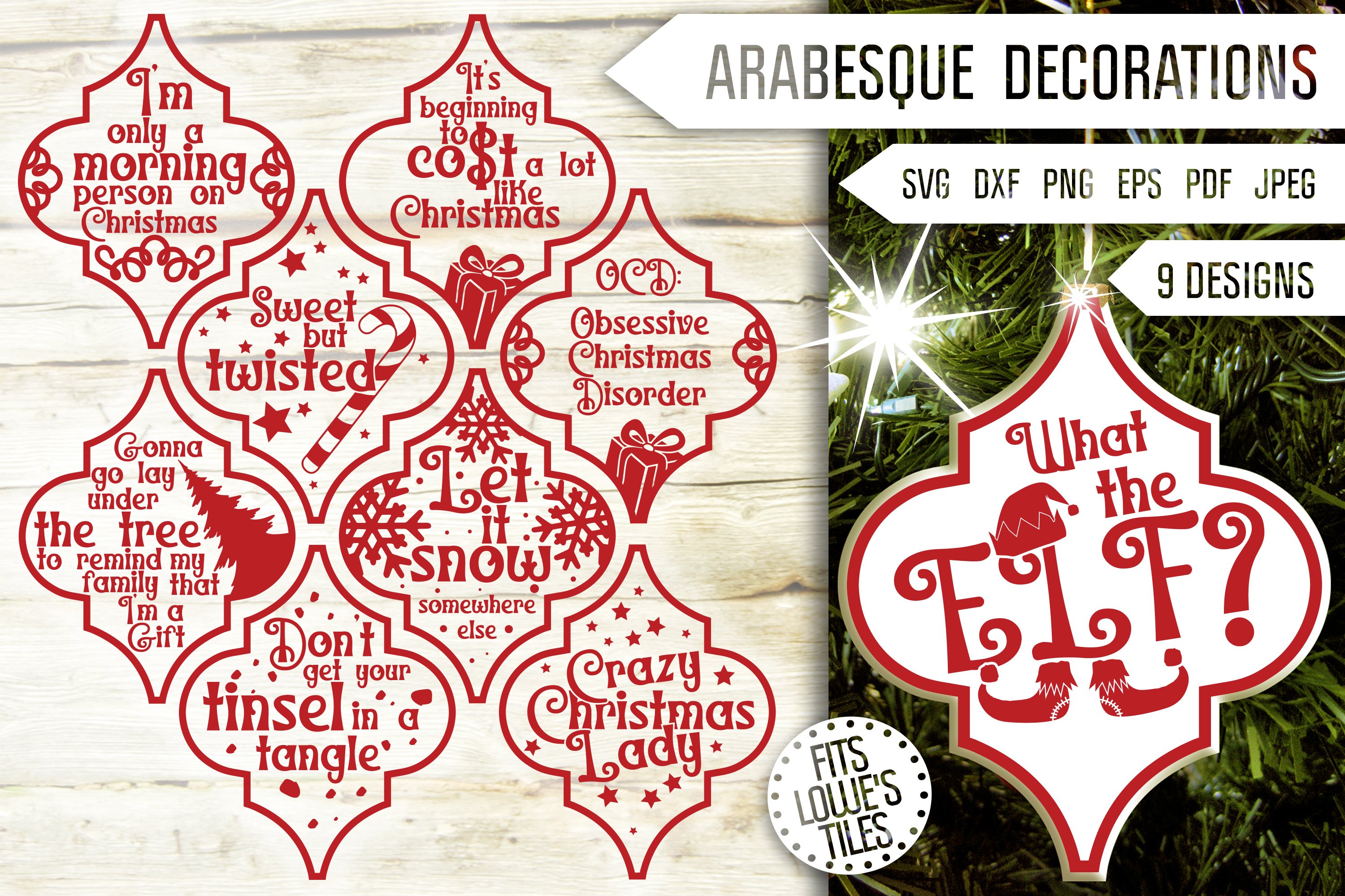 Funny Christmas Ornament Mega Svg Bundle. Arabesque Tile. 3