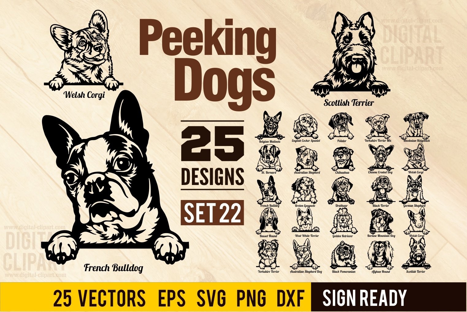 Peeking Dogs Set 22 Svg, BUNDLE 25 Cut vector SVG 25 designs