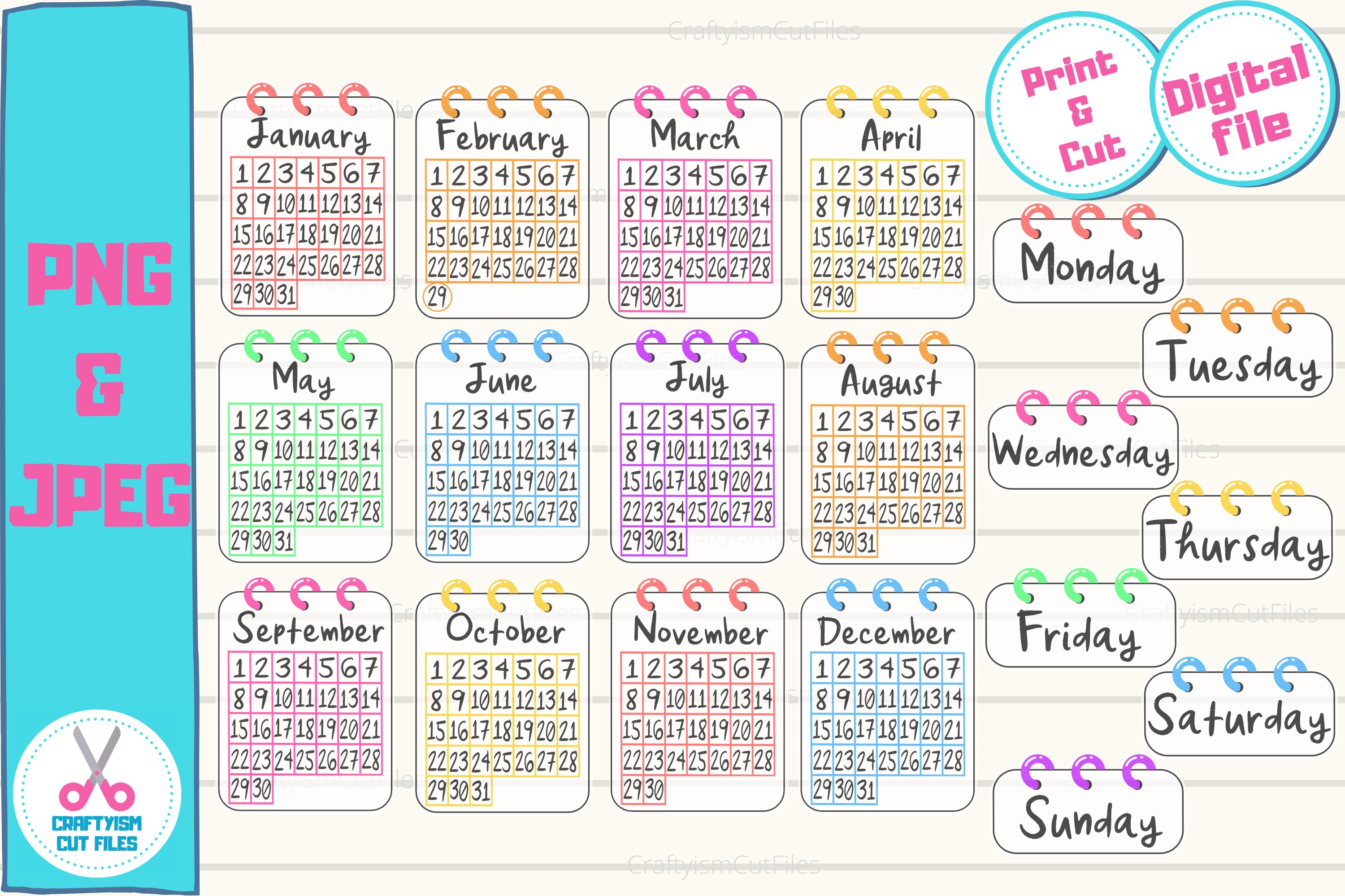 Ring Bound Kawaii Notebook Planner Stickers Print Cut File