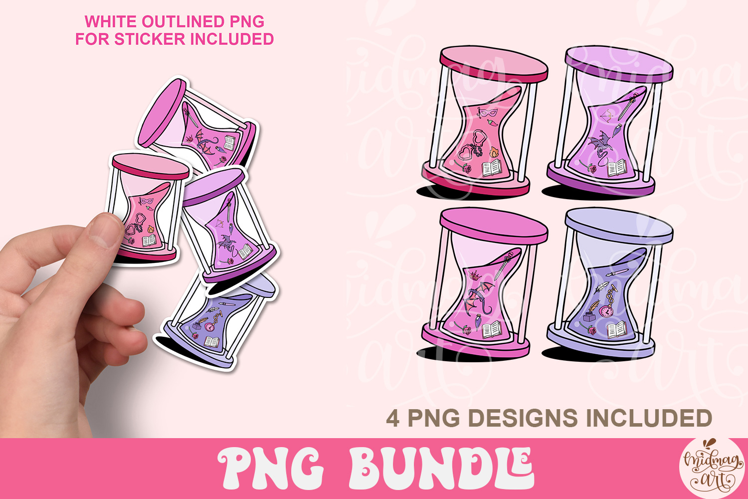 Bookish Romance Hourglass Png Bundle